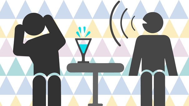 Illustration: Ein Pärchen sitzt am Tisch und diskutiert: einer spricht, der andere hält sich die Ohren zu. | Bild: BR