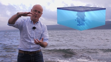Der Golfstrom ist die Warmwasserheizung Europas und versorgt auch Deutschland ganzjährig mit milden Luftmassen. Im Zuge des Klimawandels könnte es aber dazu kommen, dass sich diese Meeresströmung abschwächt. Manche Klimamodelle zeigen sogar die Möglichkeit auf, dass der Golfstrom abrupt stoppen könnte. Karsten Schwanke erklärt die Zusammenhänge. | Bild: BR/Maximilian Schecker